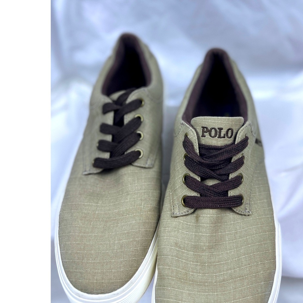 Polo Ralph Lauren Felton Ripstop Canvas Sneakers Beige Mens 11D Low Top